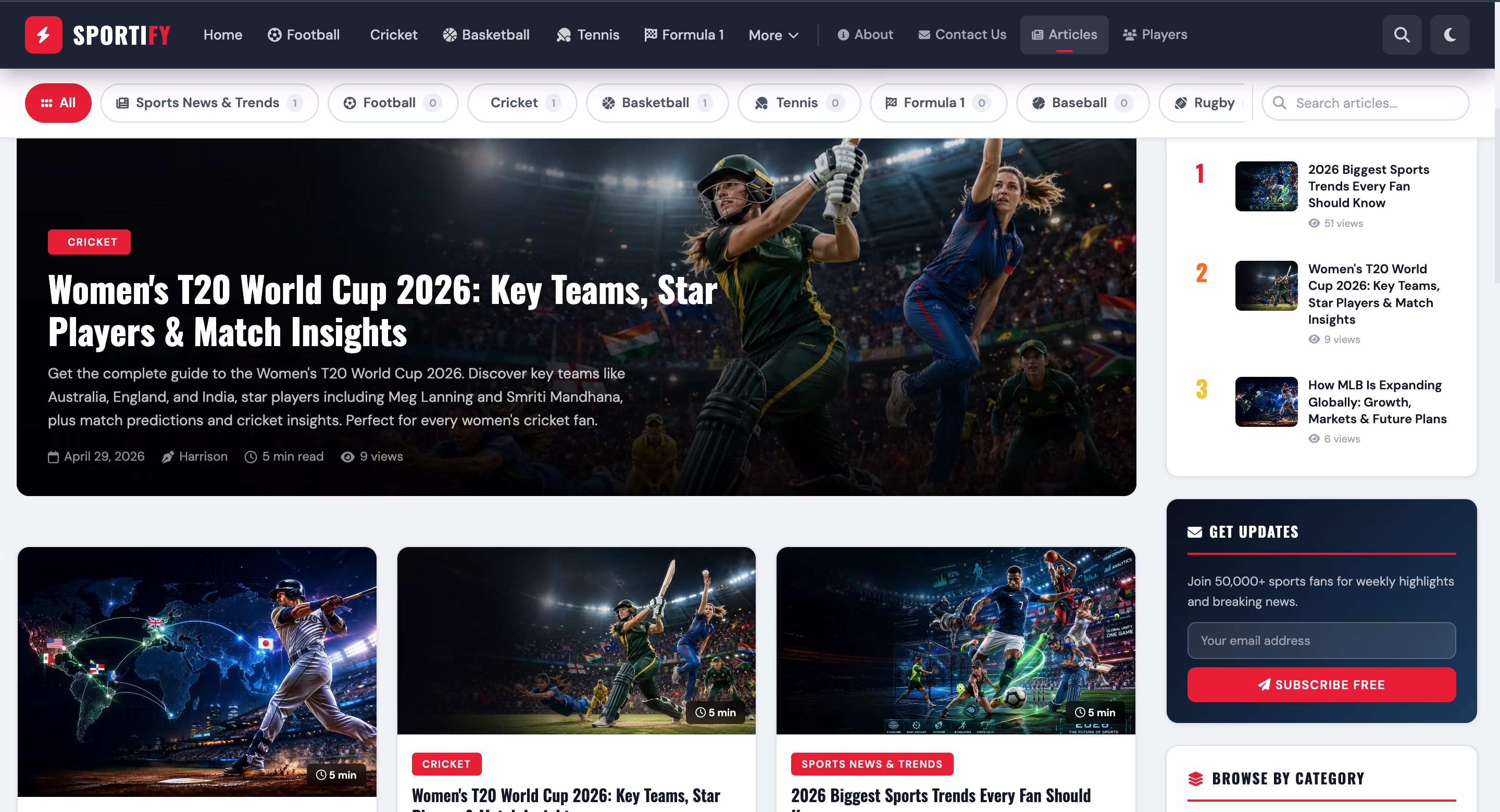 SportifyHQ: Multi-Sport News Covering 25+ Sports
