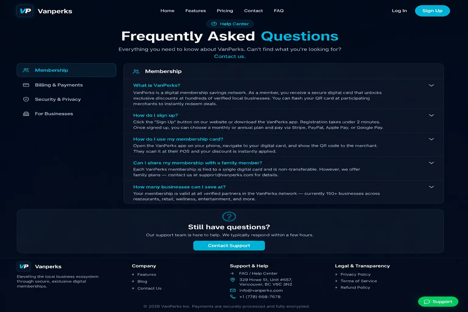 VanPerks — Digital Membership & Local Business Discount Platform