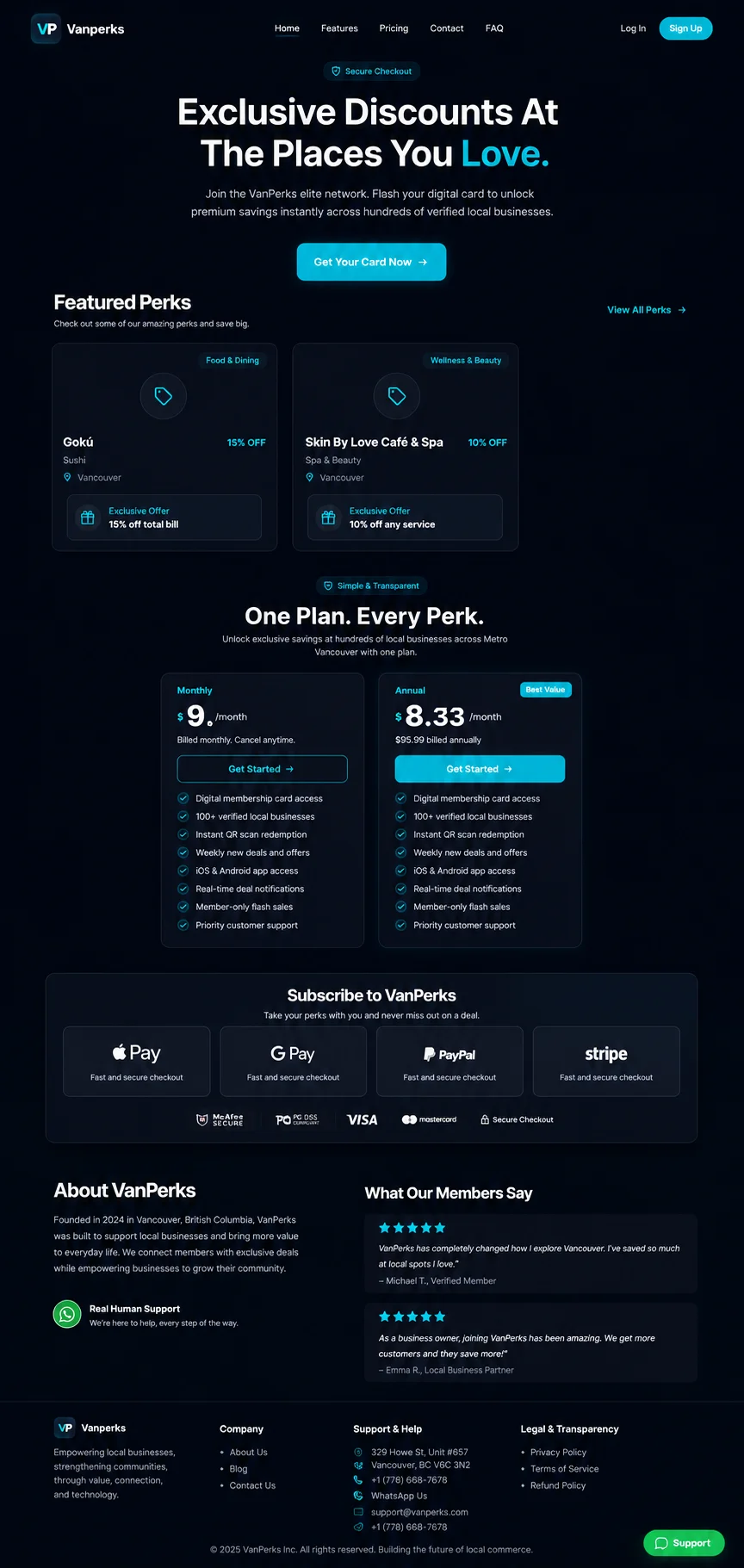 VanPerks — Digital Membership & Local Business Discount Platform